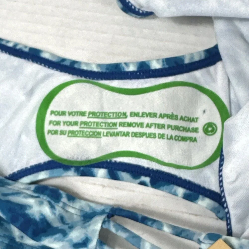 Urbanology Women's L Strappy Side Bikini Swim Bottom Blue White‎ NWT